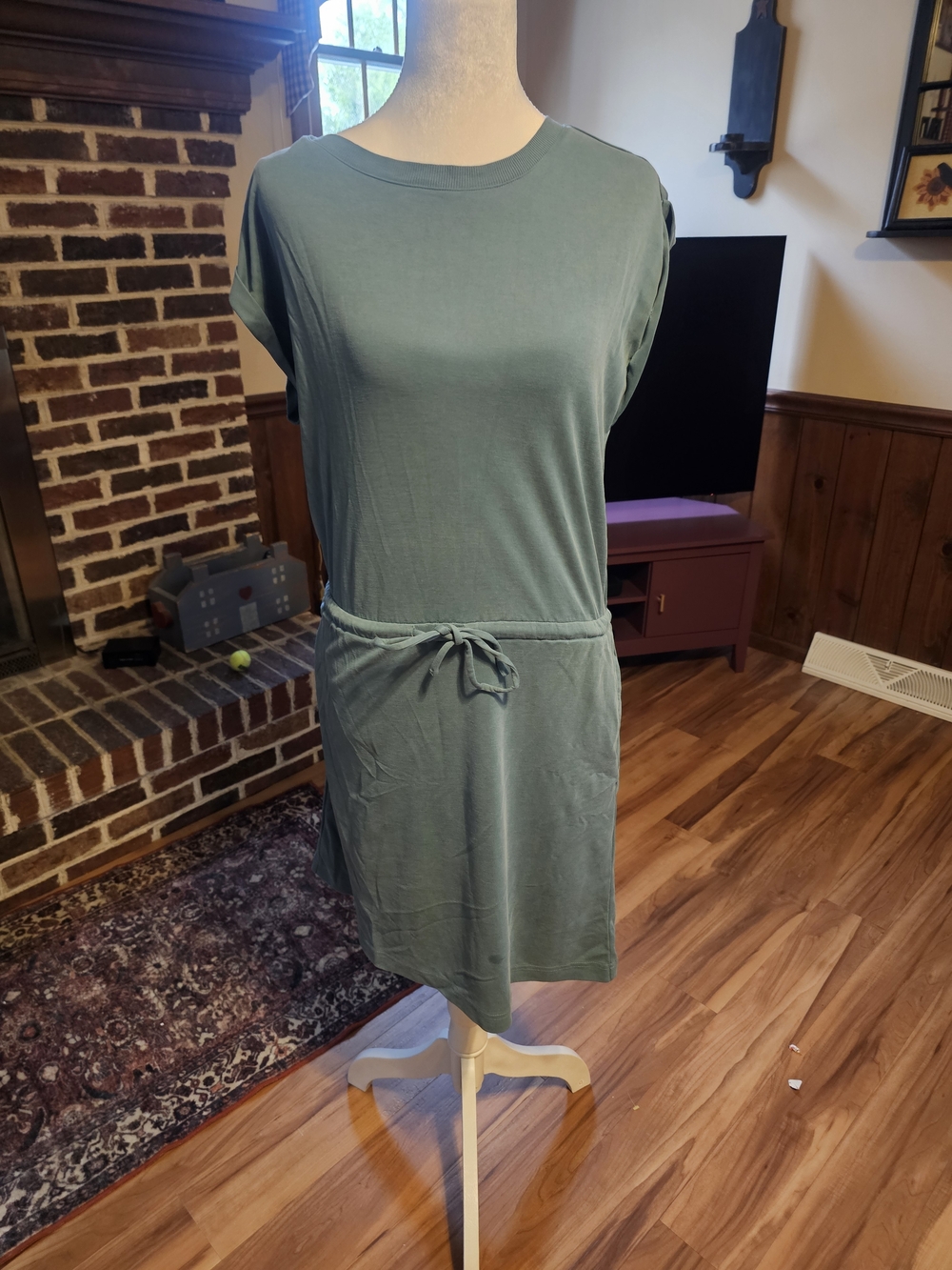 Lou & Grey Teal Short-Sleeve Midi Dress with Waist Tie